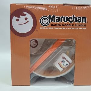 Maruchan Ramen Noodle Bowl With apoon and Chopsticks and Smiley Cute Face